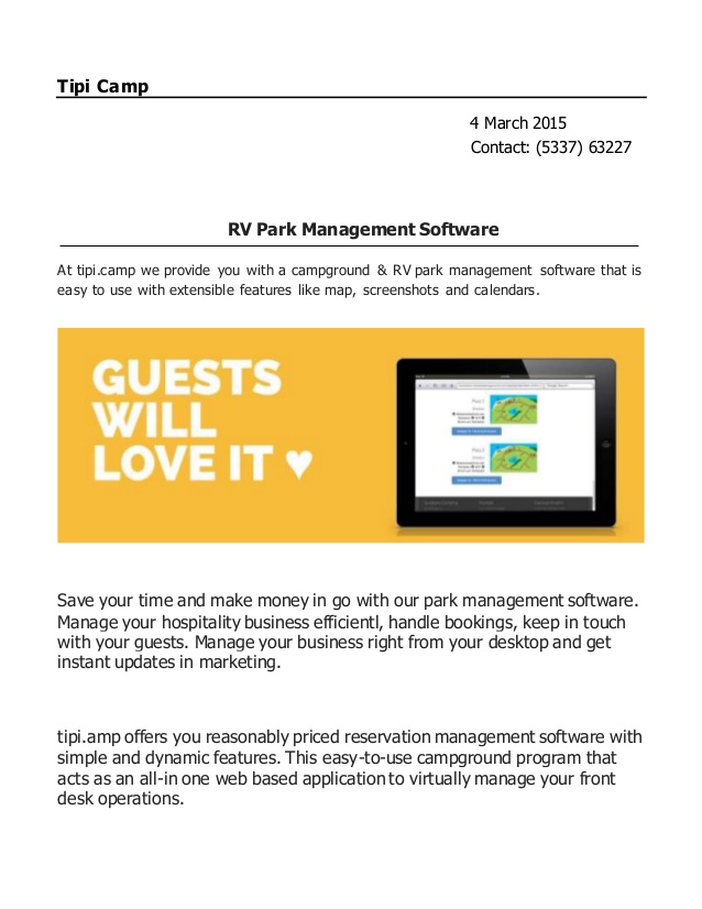 free rv park management software